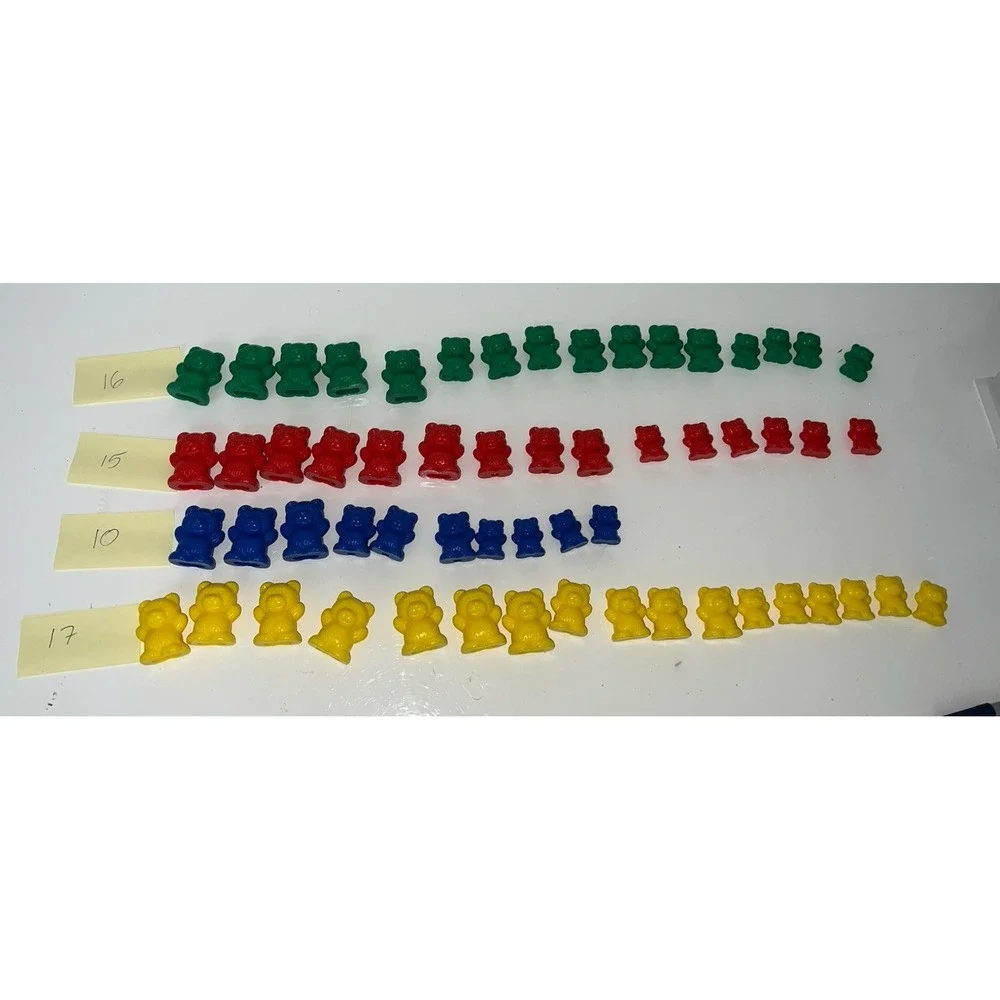 Plastic Bear Counters Set Of 58 Educational Learning Toys 3 Size (4/b18)